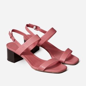 Everlane Double Strap Block Heel Strappy Sandal Barbie Pink Leather Minimalist 7